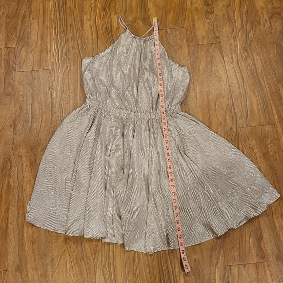 NWT Halston Heritage size XL Silver Metallic Evening Dress Cocktail - Picture 9 of 12